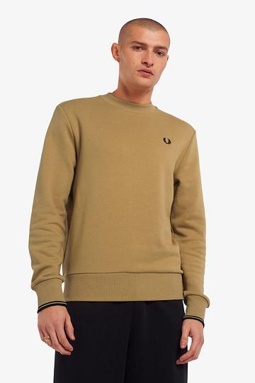 Grey Fred Perry Crew Neck Men's Sweatshirts | PH 1572RVDW